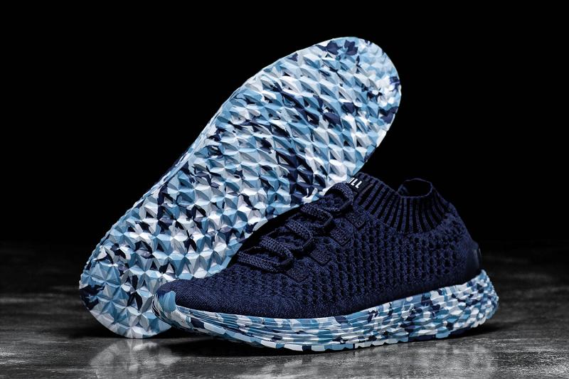 Navy Nobull Midnight Wild Ocean Knit Runner Men's Running Shoes | CA B1092E